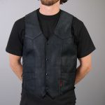 Hot Leathers VSM1033 Men’s Black ‘Classic Side Lace’ Leather Vest - Image 3