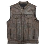 Hot Leathers VSM1035 Men’s Distressed Brown ‘Conceal and Carry’ Club Leather Vest - Image 8