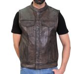 Hot Leathers VSM1035 Men’s Distressed Brown ‘Conceal and Carry’ Club Leather Vest