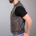 Hot Leathers VSM1035 Men’s Distressed Brown ‘Conceal and Carry’ Club Leather Vest - Image 4