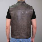 Hot Leathers VSM1035 Men’s Distressed Brown ‘Conceal and Carry’ Club Leather Vest - Image 2