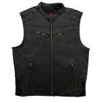 Hot Leathers VSM1037 Men’s Black ‘Zipper Pockets’ Concealed and Carry Leather Vest - Image 5