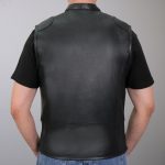 Hot Leathers VSM1037 Men’s Black ‘Zipper Pockets’ Concealed and Carry Leather Vest - Image 2