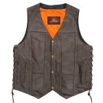 Hot Leathers VSM1040 Men’s Retro Brown ‘Side Lace’ Club Leather Vest - Image 7