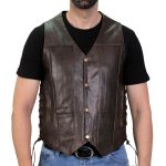 Hot Leathers VSM1040 Men’s Retro Brown ‘Side Lace’ Club Leather Vest