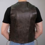 Hot Leathers VSM1040 Men’s Retro Brown ‘Side Lace’ Club Leather Vest - Image 2