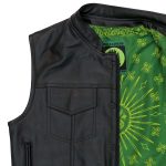Hot Leathers VSM1050 Men’s Black Paisley Green Conceal and Carry Leather Vest - Image 10