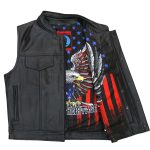 Hot Leathers VSM1052 Men’s Black Patriotic Conceal and Carry Leather Vest