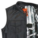 Hot Leathers VSM1054 Men’s Black Skull Flag Conceal and Carry Leather Vest - Image 10