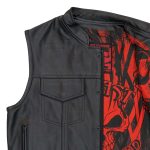 Hot Leathers VSM1055 Men’s Black Over The Top Skull Conceal and Carry Leather Vest - Image 10