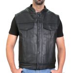 Hot Leathers VSM1055 Men’s Black Over The Top Skull Conceal and Carry Leather Vest - Image 2
