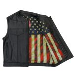 Hot Leathers VSM1056 Men’s Black Vintage USA Flag Conceal and Carry Leather Vest - Image 13