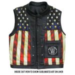 Hot Leathers VSM1056 Men’s Black Vintage USA Flag Conceal and Carry Leather Vest - Image 4