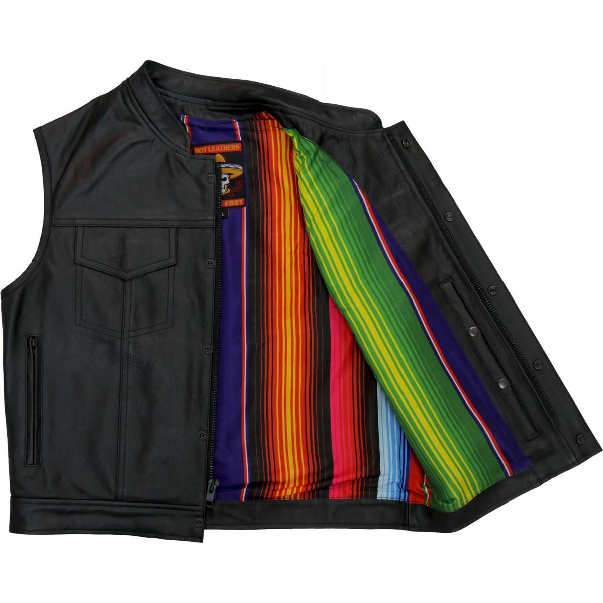 Hot Leathers VSM1057 Men’s Black Mexican Blanket Conceal and Carry Leather Vest
