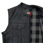 Hot Leathers VSM1059 Men’s Black Flannel Grey Conceal and Carry Leather Vest - Image 13