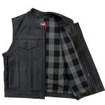Hot Leathers VSM1059 Men’s Black Flannel Grey Conceal and Carry Leather Vest