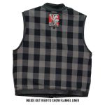Hot Leathers VSM1059 Men’s Black Flannel Grey Conceal and Carry Leather Vest - Image 4