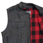 Hot Leathers VSM1060 Men’s Black Flannel Red Conceal and Carry Leather Vest - Image 13