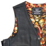 Hot Leathers VSM1061 Men’s Black ‘Skulls Make Skulls’ Conceal and Carry Side Lace Leather Vest - Image 4
