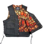 Hot Leathers VSM1061 Men’s Black ‘Skulls Make Skulls’ Conceal and Carry Side Lace Leather Vest