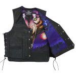 Hot Leathers VSM1062 Men’s Black Lone Wolf Conceal and Carry Side Lace Leather Vest
