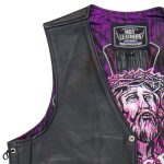 Hot Leathers VSM1063 Men’s Black ‘Blessed’ Conceal and Carry Side Lace Leather Vest - Image 3