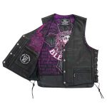 Hot Leathers VSM1063 Men’s Black ‘Blessed’ Conceal and Carry Side Lace Leather Vest - Image 2