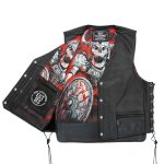 Hot Leathers VSM1064 Men’s Black ‘Viking Warrior’ Conceal and Carry Side Lace Leather Vest - Image 2