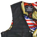 Hot Leathers VSM1065 Men’s Black Wooded Eagle Conceal and Carry Side Lace Leather Vest - Image 12