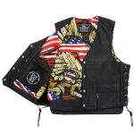 Hot Leathers VSM1065 Men’s Black Wooded Eagle Conceal and Carry Side Lace Leather Vest - Image 2
