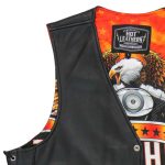 Hot Leathers VSM1066 Men’s Black V-Twin Eagle Conceal and Carry Side Lace Leather Vest - Image 12