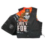 Hot Leathers VSM1066 Men’s Black V-Twin Eagle Conceal and Carry Side Lace Leather Vest - Image 2