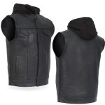 Hot Leathers VSM1201 Men’s Black Motorcycle Biker Club Style Vest with Hoodie - Image 9