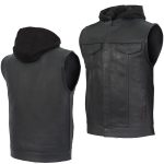 Hot Leathers VSM1201 Men’s Black Motorcycle Biker Club Style Vest with Hoodie - Image 10