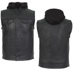 Hot Leathers VSM1201 Men’s Black Motorcycle Biker Club Style Vest with Hoodie - Image 11