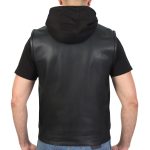 Hot Leathers VSM1201 Men’s Black Motorcycle Biker Club Style Vest with Hoodie - Image 2
