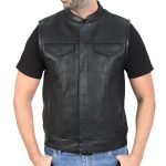 Hot Leathers VSM1201 Men’s Black Motorcycle Biker Club Style Vest with Hoodie - Image 7