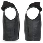 Hot Leathers VSM1201 Men’s Black Motorcycle Biker Club Style Vest with Hoodie - Image 8
