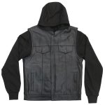 Hot Leathers VSM1202 Men’s Black ‘2-in-1’ Conceal and Carry Leather Vest with Hoodie - Image 8