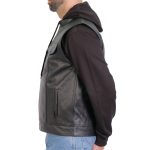 Hot Leathers VSM1202 Men’s Black ‘2-in-1’ Conceal and Carry Leather Vest with Hoodie - Image 7