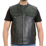 Hot Leathers VSM1202 Men’s Black ‘2-in-1’ Conceal and Carry Leather Vest with Hoodie - Image 6