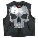 Hot Leathers VSM2001 Men’s Black ‘Jumbo Skull’ Conceal and Carry Leather Vest