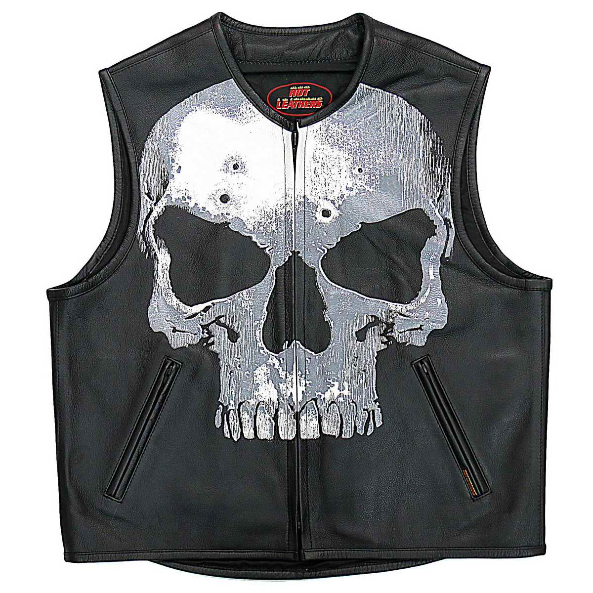 Hot Leathers VSM2001 Men’s Black ‘Jumbo Skull’ Conceal and Carry Leather Vest