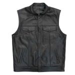 Hot Leathers VSM2002 Men’s Black ‘Back Off Finger’ Conceal and Carry Leather Vest - Image 2