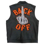 Hot Leathers VSM2002 Men’s Black ‘Back Off Finger’ Conceal and Carry Leather Vest