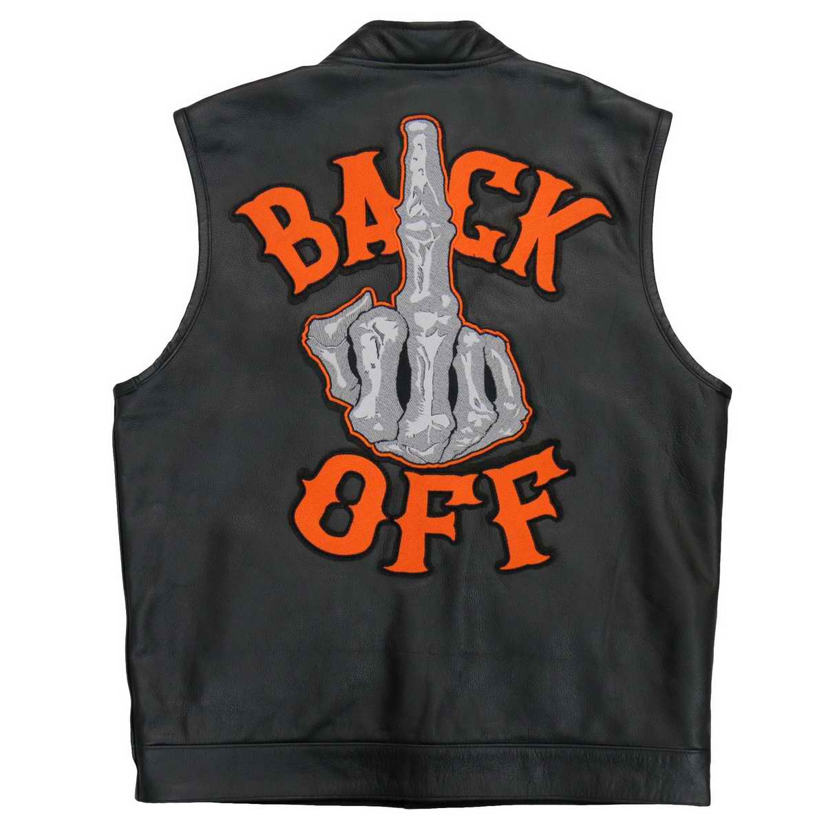 Hot Leathers VSM2002 Men’s Black ‘Back Off Finger’ Conceal and Carry Leather Vest