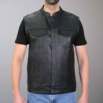 Hot Leathers VSM2002 Men’s Black ‘Back Off Finger’ Conceal and Carry Leather Vest - Image 4