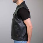 Hot Leathers VSM2002 Men’s Black ‘Back Off Finger’ Conceal and Carry Leather Vest - Image 5