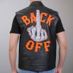 Hot Leathers VSM2002 Men’s Black ‘Back Off Finger’ Conceal and Carry Leather Vest - Image 3