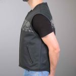Hot Leathers VSM2003 Men’s Black ‘Ancient Skulls’ Conceal and Carry Leather Vest - Image 3